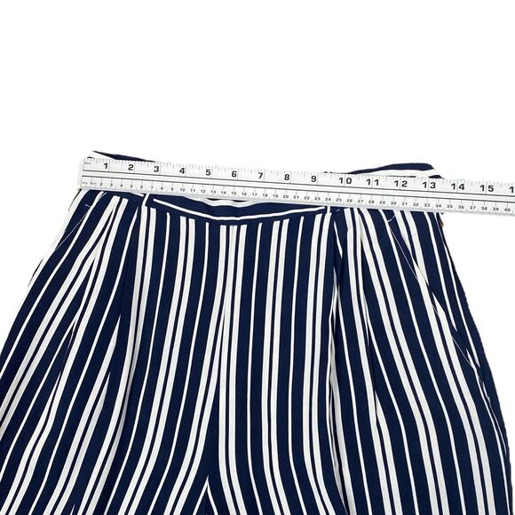 Talbots Vtg Navy Blue White Striped Pleat High Waist Pants Trousers SZ 8 - Picture 7 of 11